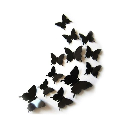 Lot de 24 autocollants muraux papillons 3D pour chambre d'enfant - Autocollants amovibles en PVC pour décoration intérieure, faciles à appliquer et à retirer