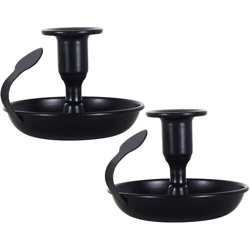Bougeoir élégant en métal noir rétro ¿ Support conique polyvalent pour la décoration intérieure et choix de cadeau idéal
