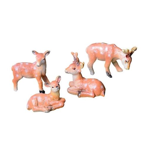 Lot de 4 adorables cerfs décoratifs en résine pour la maison et le bureau ¿ Décoration de bureau et idée cadeau