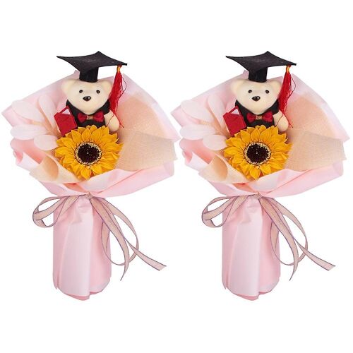 Lot de 2 bouquets de tournesols réalistes ¿ Magnifique décoration florale en savon pour mariages, cadeaux et décoration d'intérieur