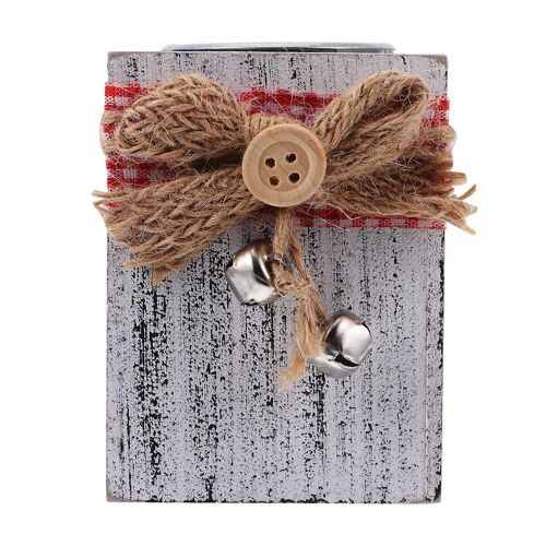 Bougeoir de Noël en bois gris pour décoration de Noël, fêtes, mariages et ambiance intérieure