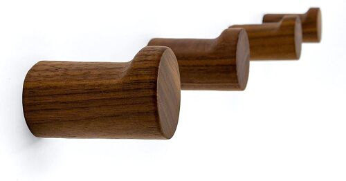 Lot de 4 crochets muraux en bois en forme de L ¿ Crochets adhésifs en noyer fabriqués à la main pour une installation et une organisation faciles à la maison
