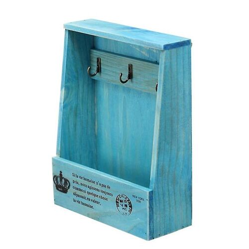 Boîte de rangement élégante en bois pour clés ¿ Organiseur mural pour la décoration intérieure, l'entrée, la cuisine ou le couloir ¿ Bleu élégant