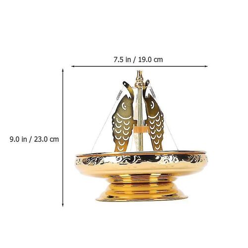 Élégant plateau à encens doré ¿ Boîte anti-moustiques avec couvercle, alliage de zinc durable, décoration d'intérieur, 23 cm