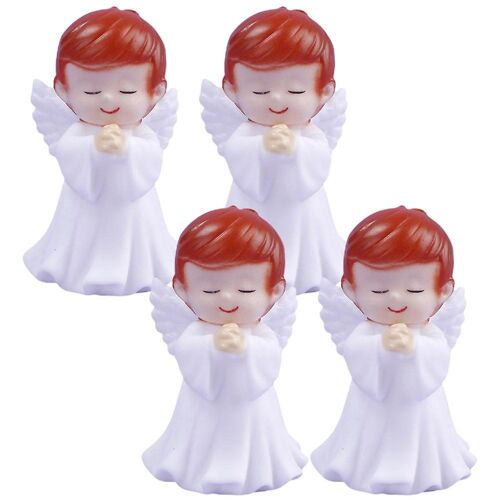 Assortiment de 4 statues d'anges en prière - Décoration de bureau et de gâteaux charmante pour la maison et le bureau