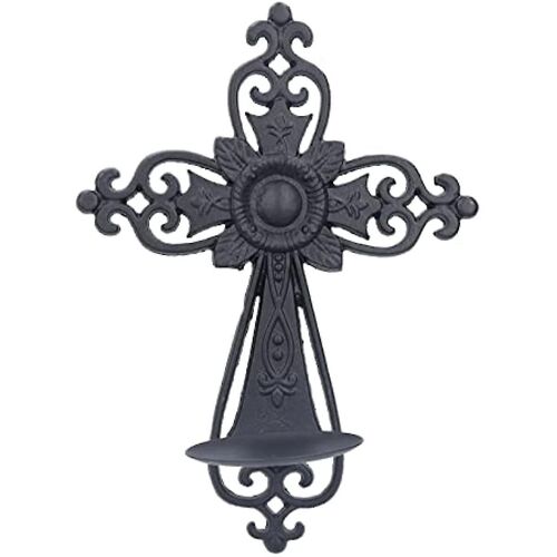 Appliques Murales Vintage En Fer Creux Avec Croix - Bougeoirs Muraux Pour Une Décoration Intérieure Élégante