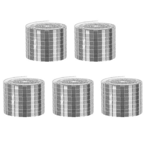 Lot de 5 rouleaux de mini-autocollants carrés en mosaïque miroir pour décoration d'intérieur et murale
