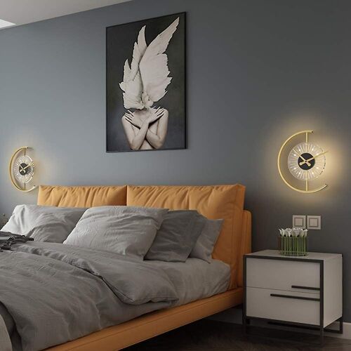Horloge murale LED 3D élégante en fer forgé avec fonction alarme ¿ Idéale pour la décoration de la chambre et du bureau