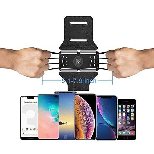 Brassard de sport noir pour smartphone avec rotation 180° -Noir