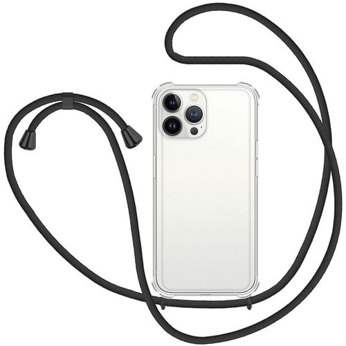 Coque Iphone 13 Pro Anti-Choc Silicone Avec Cordon Noir
