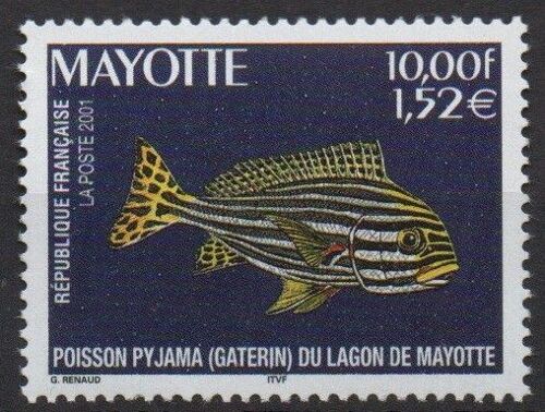 Mayotte Timbre Animaux : Le Poisson Pijama 2001