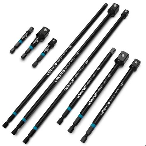 LIBRATON Jeu d'adaptateurs de douilles Libraton Impact Grade 9 pcs rallonge d'adaptateur de douille pour perceuse