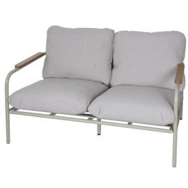 Banc De Jardin En Aluminium Hwc-O11, Outdoor Banc 2 Places Canapé, Tissu Oléfine (205 G/M²) 125cm   Vert Clair Rembourrage Beige