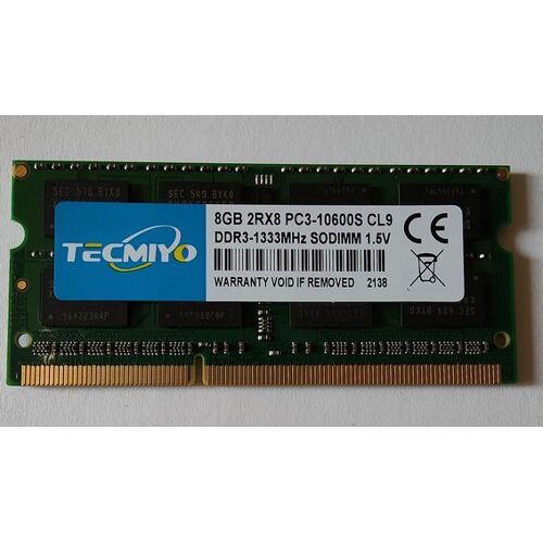 Mémoire portable 8GB 2RX8 PC3-10600S CL9 DDR3 1333 MHz SODIMM 1,5v