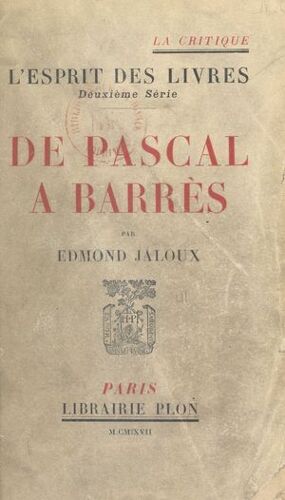 De Pascal À Barrès