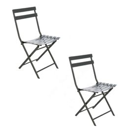Lot De 2 Chaises De Jardin Pliables En Métal Greensboro - Graphite