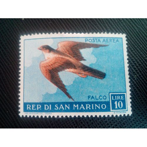 Timbre San Marin Y T Pa 112 Crécerelle Commune (Falco Tinnunculus) 1959 ( 130308 )
