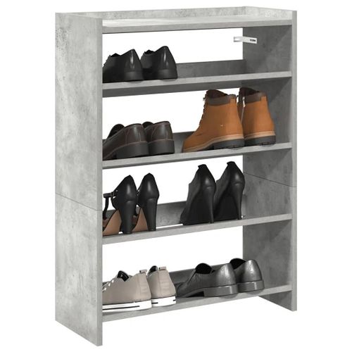 Vidaxl Étagère À Chaussures Gris Béton 60x25x81 Cm Bois D'ingénierie