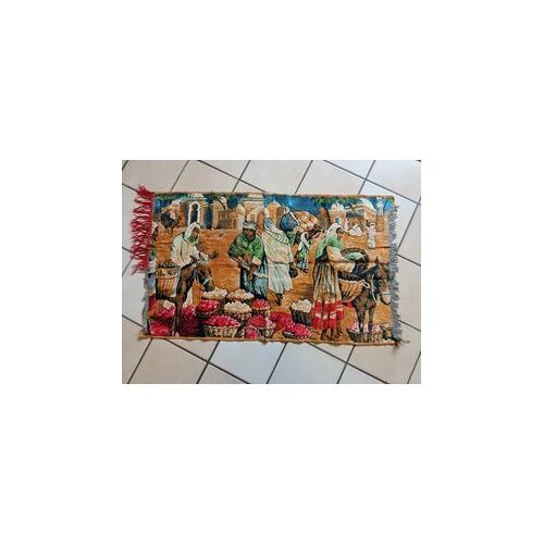 Tenture Murale Tapisserie Tapis Maroc Marocaine Scène De Vie - Années 80