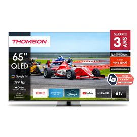 Thomson Google TV 65QG7C14 65" QLED Pro avec pied central rotatif, 144Hz 165cm 2024