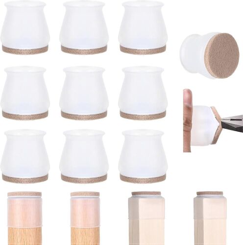 24 Pièces De Protection De Sol De Jambe De Chaise En Silicone - Housse En Silicone Pour Meubles, Couvre-Jambes Pour Meubles Avec Coussinets En Feutre Antidérapants, Déplacez Les Meubles Silencieusement Et Pro