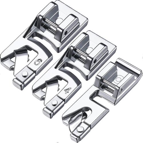 6 Pcs Étroit Roulé Ourlet Machine À Coudre Pied-de-biche Ensemble Adapté aux Machines À Coudre Multi-Fonctions Domestiques 3 mm, 4 mm et 6 mm