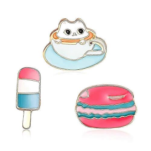 3 Pcs Belle Mignonne Chat Glace Crème Burger Forme Sac Boucle Décoration Accessoire
