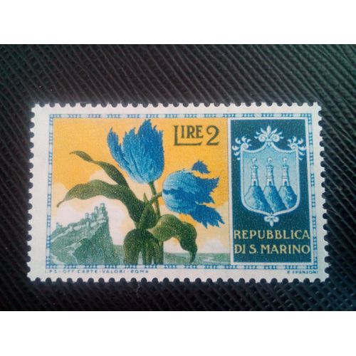 Timbre San Marin Y T 375 Tulipe Perroquet 1953 ( 130308 )