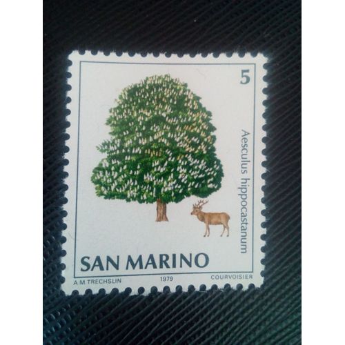 Timbre San Marin Y T 987 Cerf Élaphe (Cervus Elaphus), Marronnier D'inde 1979 ( 130308 )