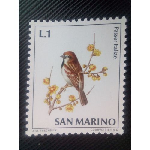 Timbre San Marin Y T 810 Moineau Italien (Passer Italiae) 1972 ( 130308 )