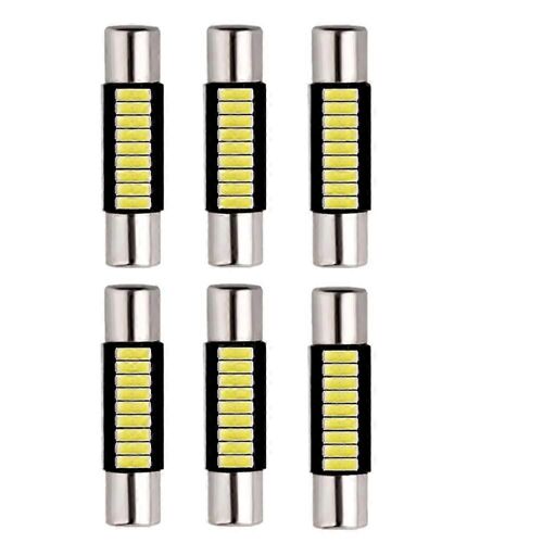 6pcs 29mm 6614f Festoon Led Ampoule De Voiture, Extrêmement Lumineux 9-Smd 4014 Puces 6641 6612f Ampoule Led, Adaptée Aux Lumières De Miroir De Courtoisie Et Aux Lumières De Pare-Soleil, 6000k