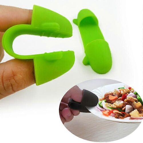 1 Paire Mini Silicone Isolé Thermique Doigt Clip Bol Plat Plaque Clamp Holder vert