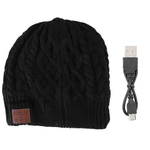 Casque stéréo Bluetooth sans fil Sports de plein air Twisted Beanie Headset Casquette de musique (noir)