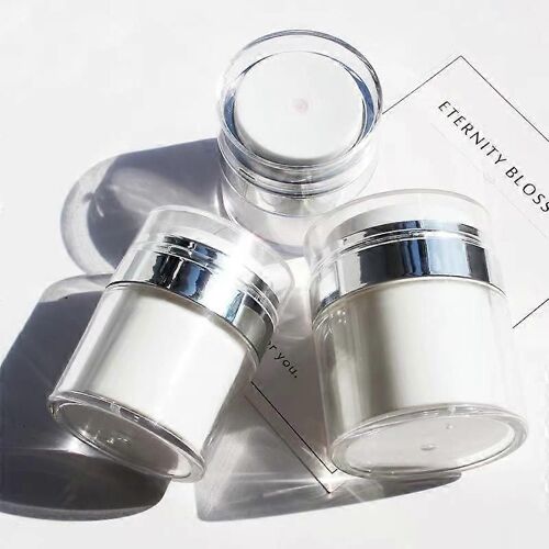 Paquet De 3 Pots De Pompe Airless De 1 Oz,Récipients De Maquillage Cosmétique En Acrylique Vides Avec Pompe,Pot De Lotion De Voyage Airless Rechargeable Avec Couvercle Pour Une Hydratation Épaisse 