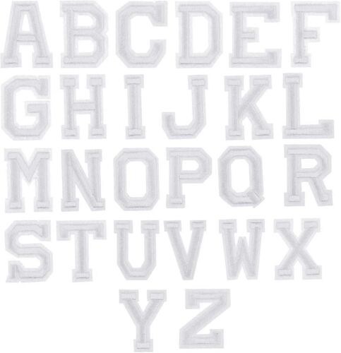 26 Pcs Lettres Blanches Patchs Thermocollants Ou Applique Sew-On Patches, Alphabet A À Z Broderie Iron On Patches, Diy Stickers Réparation Décorative Patches Fo