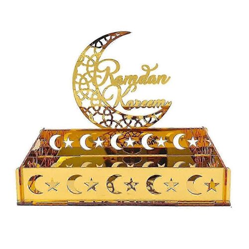 Acrylique Aïd Moubarak Plateau De Nourriture Ramadan Kareem Dessert Assiette De Fruits Lune Star Château Islamique Musulman Festival Décor Cadeau,B