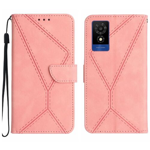 Étui Pour Tcl 502 Portefeuille En Cuir Tpu De Haute Qualité Cuir Pu Doux Couture En Relief - Couleur Rose
