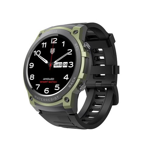 Rainbuvy Dm55 1,43 Pouces Amoled Hd Full Touch Screen Bluetooth Talk Musique Frequence Cardiaque Oxygene Du Sang 400mah Outdoor Sport Smartwatch Hommes Vert
