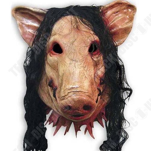 Td® Masque Cochon D'halloween Latex - Festival Événements Fantaisie Visage Cochon Et Cheveux Sans Yeux Film "La Purge"