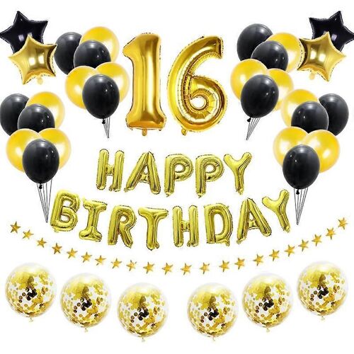 Joyeux Anniversaire Ballon Kit Décorations De Fête D'anniversaire Or Noir Or Confettis Latex Ballons pour Décoration D'intérieur Fournitures De Fête (16)