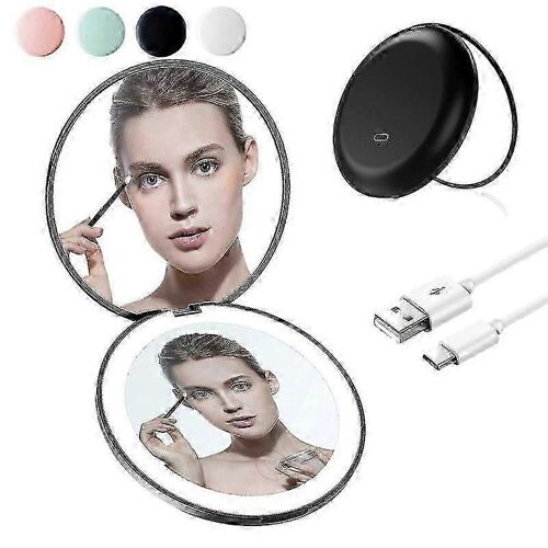 Led Éclairé Voyage Maquillage Miroir Rechargeable 1x 10x Grossissement Compact Mirro