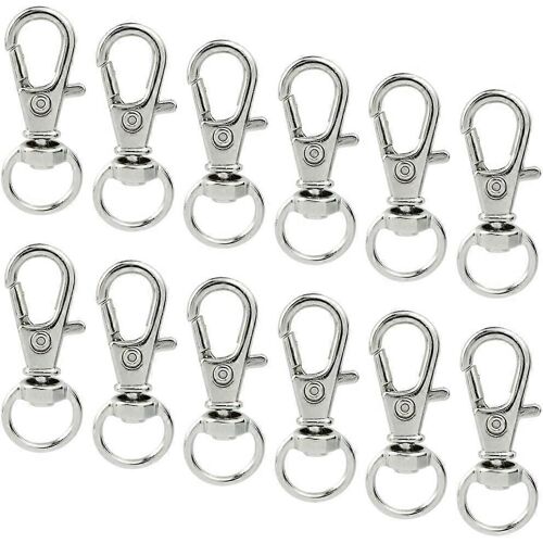 50 Pcs Fermoirs Pivotants Longe Mousqueton, Longe Pivotante En Métal Mousqueton Mousqueton Pince Fermoir (Argent)