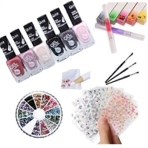 Kit Ongles - Kit Déco - Vernis À Ongles, Strass, Stickers Ongles Multicolores 