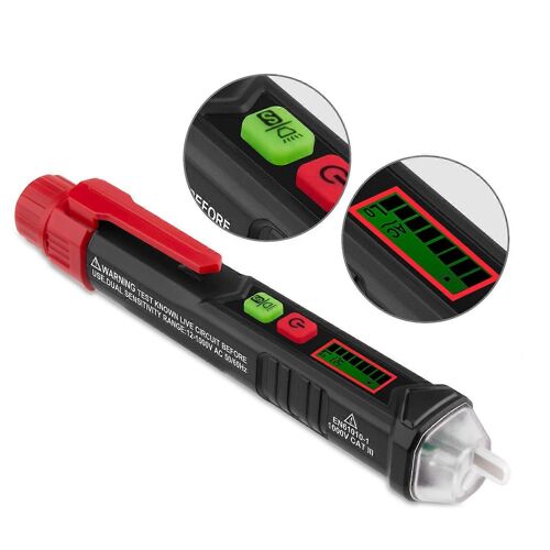 Testeur de tension/testeur de tension sans contact avec double gamme AC 12V-1000V/48V-1000V, testeur de fil sous tension/nul, testeur électrique avec alarme sonore, fil Bre
