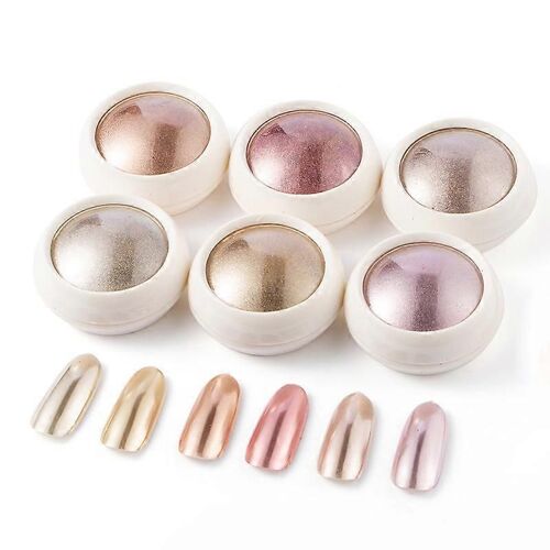6 Box Rose Gold Nail Powder, Shiny Metallic Mirror Effect, Chrome Pigments With Glitter Pour La Décoration Nail Art. 