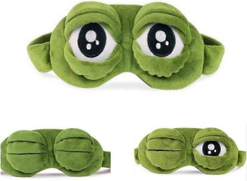 Masque Pour Les Yeux, Fluff Face Sleepy Face Drôle De Nouveauté Cartoon Frog Eye Cover Sleeping Travel Mask (Vert) 