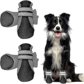 4pcs Protecteur Chien Bottes Respirant Chien Chaussures Animaux De Compagnie Chaussures Chien Chaussures De Marche Xl (Noir)