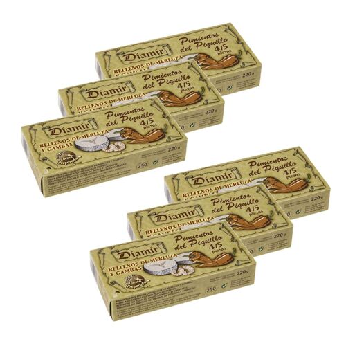 Lot 6x Poivron/Piquillo Farci Merlu Crevette - Boîte 220g