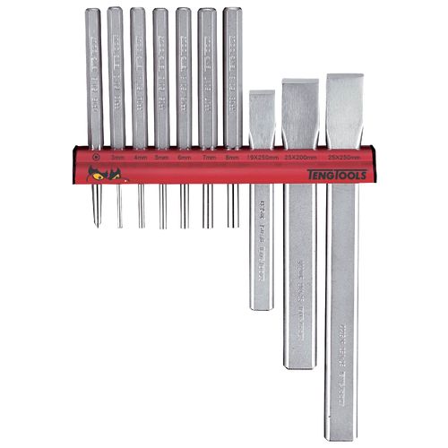 Burins et chasses type murale 10pcs Teng Tools WRPC10