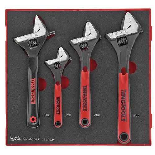 Jeu de clés à molette Foam2 tray 15 ° angle 4 pièces Teng Tools TEDADJ4